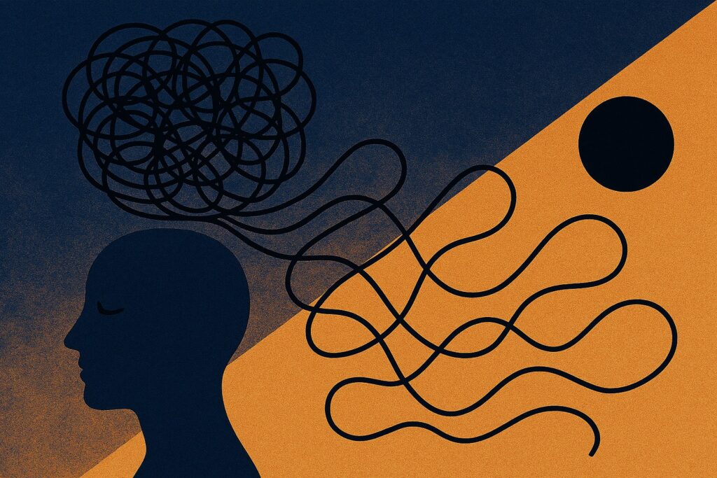 Overthinking: rappresentazione dell'intreccio di troppi pensieri.
