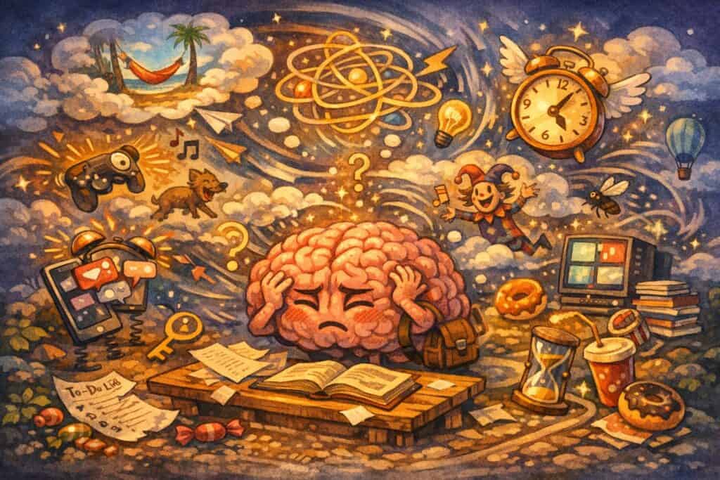Perché iniziare mille cose e non finirle: spiegazione neuroscientifica-psicologica 2 cervello in difficoltà a mantenere l'attenzione su una sola cosa